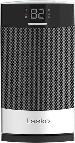 Miniatura 10 de Lasko Ellipse - Calentador de mesa de cerámica para el hogar con interruptor de vuelco, bloqueo para niños, pantalla digital, termostato, modo