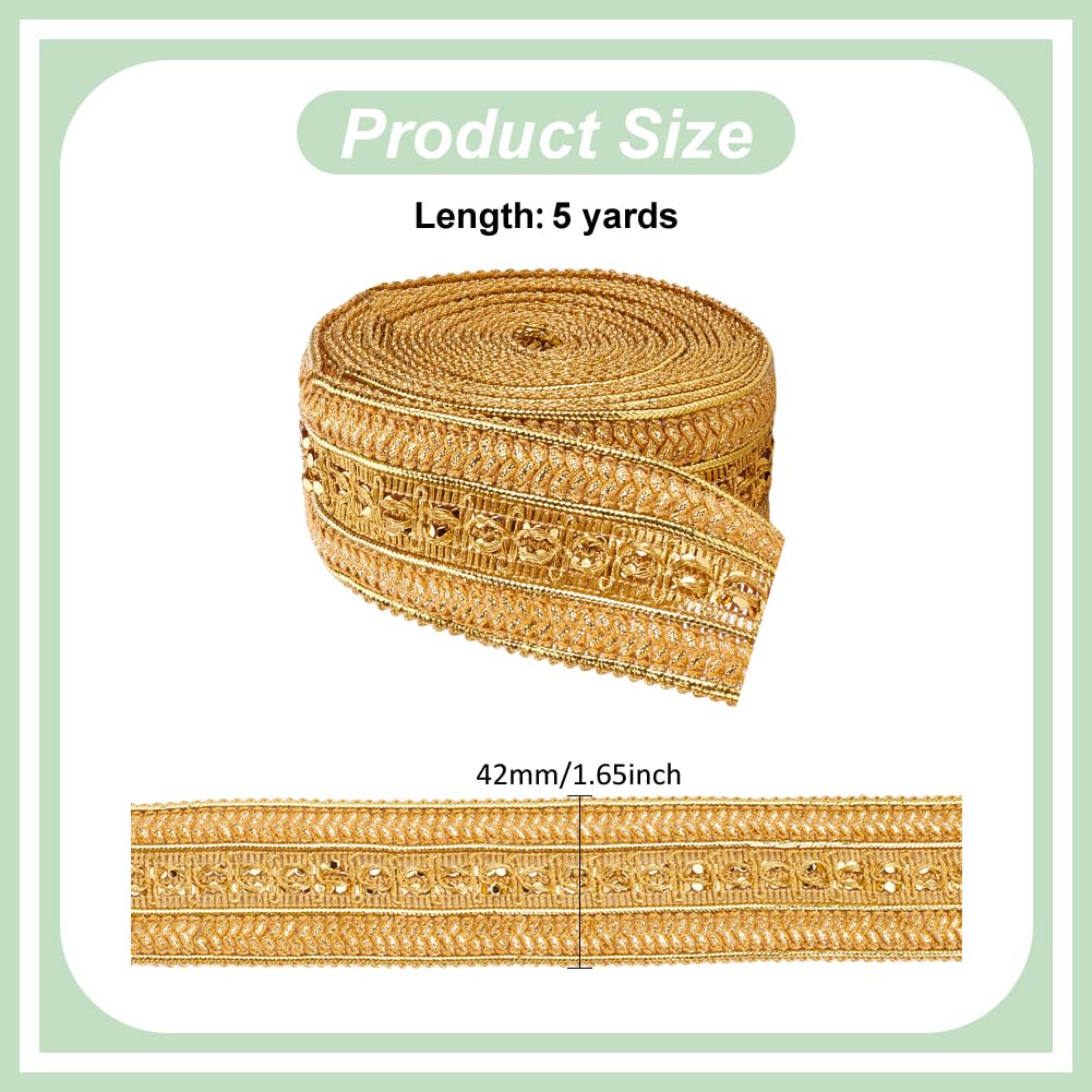 MAYJOYDIY 20m Galon Doré 5mm - Bordure Dentelle Métallique Pour Couture, Costume & Décoration
