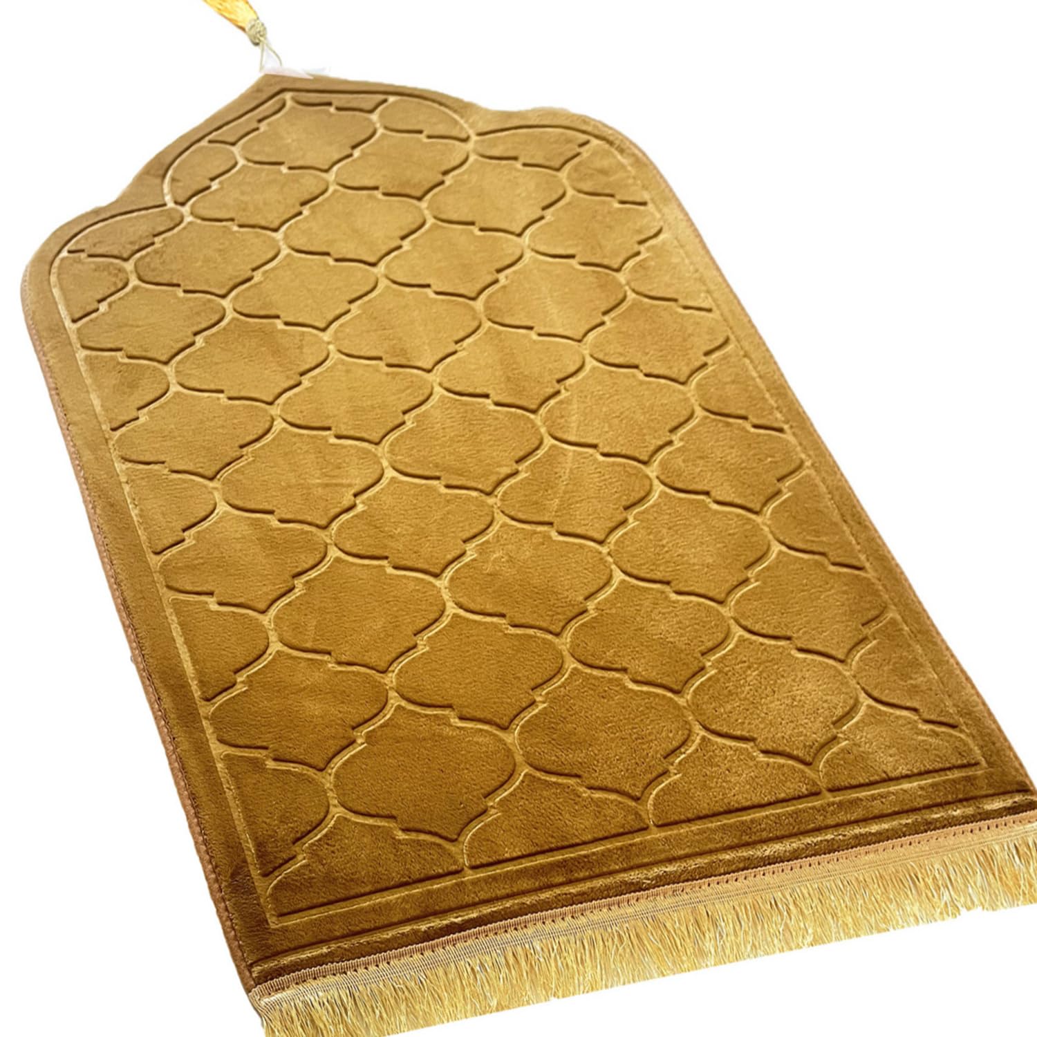 JE JOUE Prayer Rug Muslim Mat Islamic - Thickening Sponge Muslim Rug for Men Women Eid Travel Ramadan, Soft Luxury Great for Knees and Forehead （Champagne）