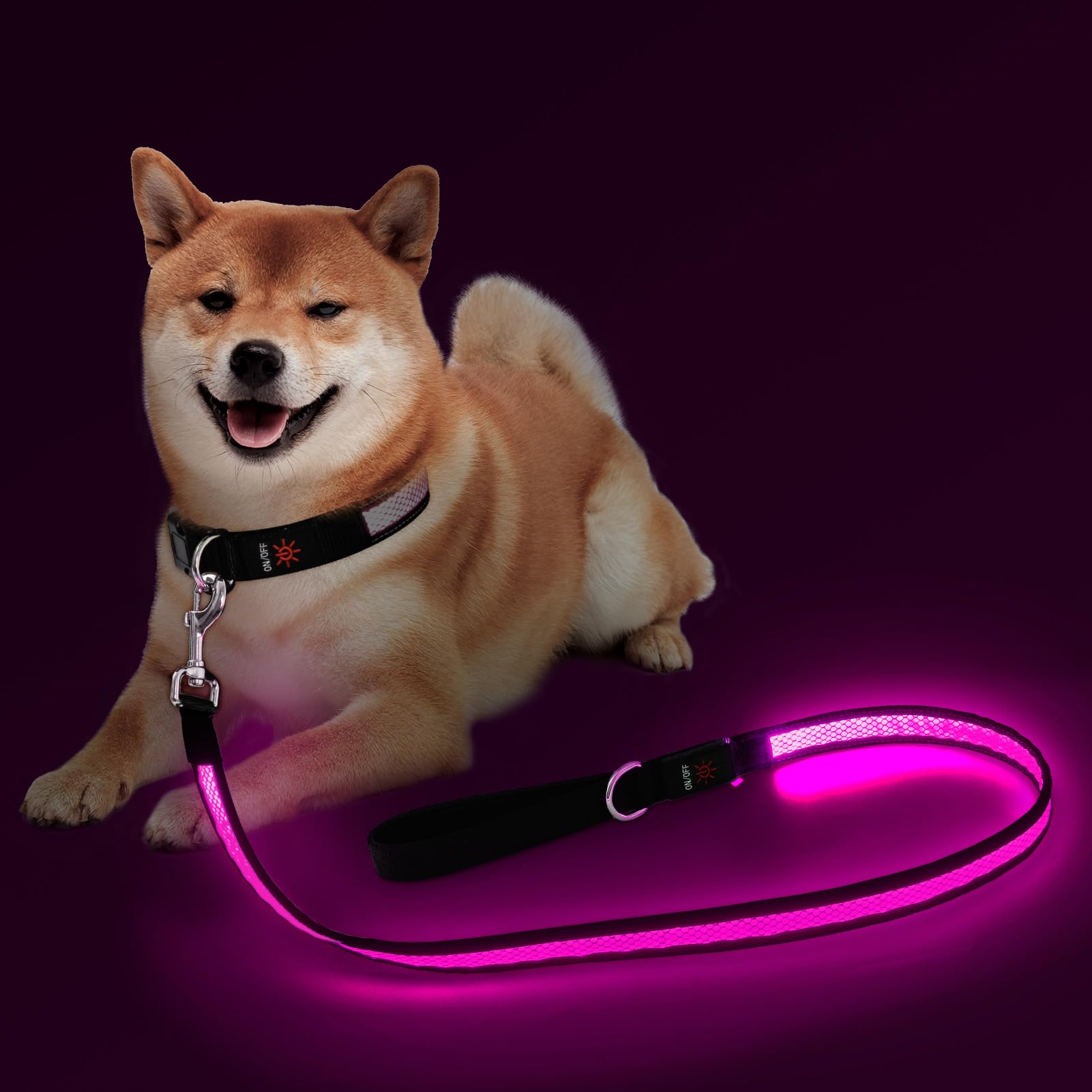 Ezierfy 光るリード 4フィート 反射型LED犬用1.2M充電式犬ロープ高い視認性 安全対策ペット ライト付きリード 夜間の散歩に安全な犬ライト (ピンク)