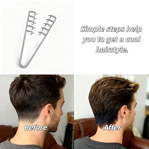 Miniatura 4 de Peine voluminoso de dientes anchos para hombre, 2 en 1, dientes anchos y finos para textura y estilo esponjosos, peine plegable de viaje con agarre