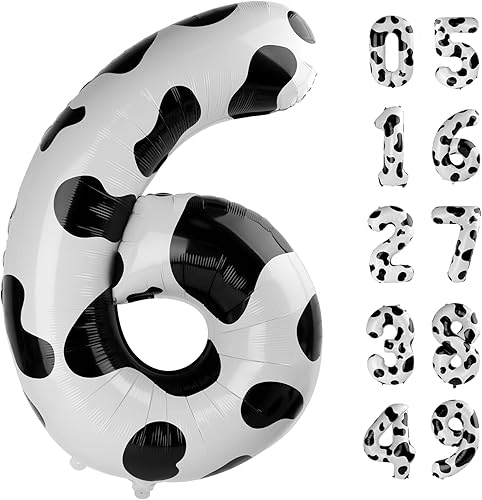 Decoraciones de Cumpleaños con Globos de Números con Estampado de Vaca, globos de 40 pulgadas del número 0-9 (cero-nueve), globo de vaca para
