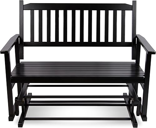 Miniatura 4 de Shine Company Torrey - Banco planeador de madera para exteriores, sofá biplaza de 2 plazas, 26 pulgadas de profundidad x 49 pulgadas de ancho x 40