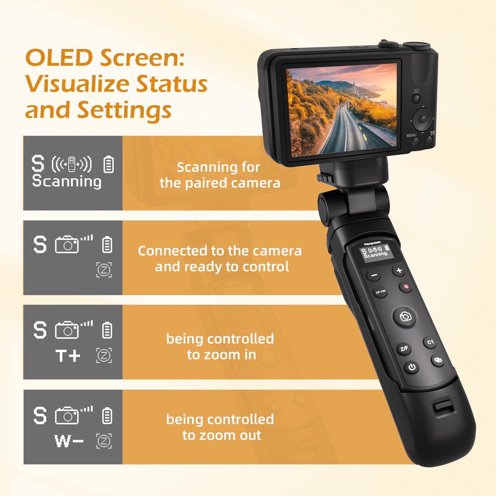 Treppiede AODELAN Con Telecomando Ricaricabile E Schermo OLED Per Sony ZV E Alpha – Sostituisce GP-VPT2BT - 4