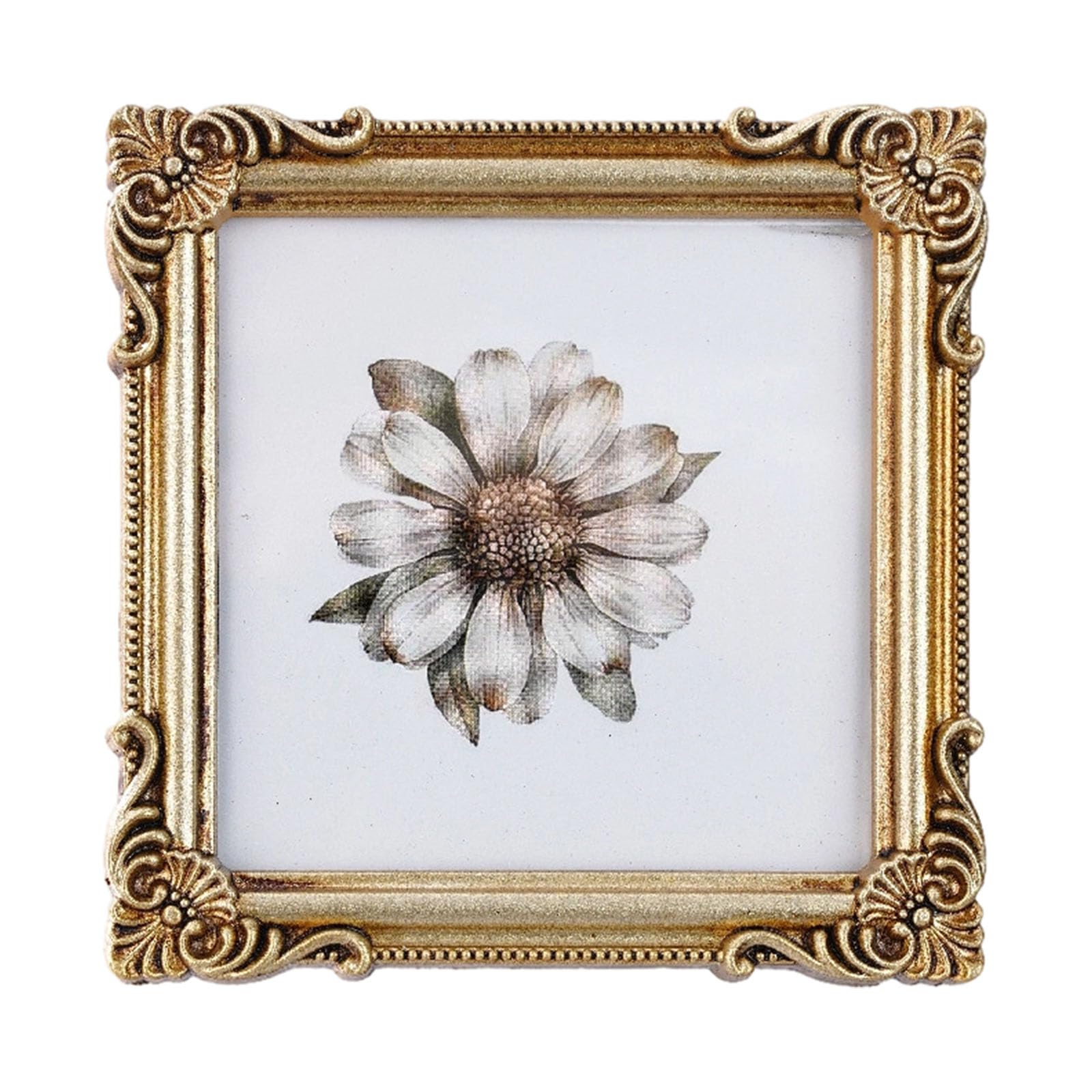 Buxuaaaa Antique Ornate Photo Frame with Florals Relief Retro Picture Frame Wall and Tabletop Display for Home Decors Art Gallery Antique Ornate Photo