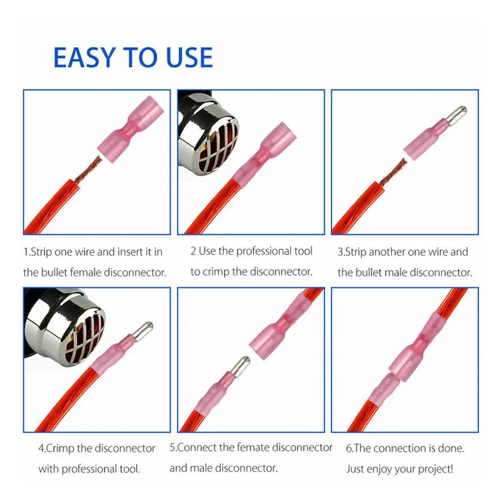 Set mit 60 Schrumpfverbindern, weiblich-männlich, für elektrische Kabel, Crimpklemmen, 10–22 AWG