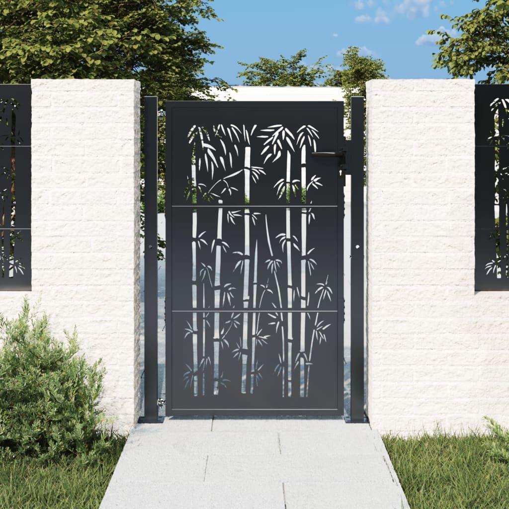 IKAYAA Garden Gate Patio gate Metal Garden Gates Outdoor Fence Gate Galvanised Swing Gates Suit Garden Patio secure entry point/outdoor/garden/patio/fence-Anthracite-100 x 125 cm