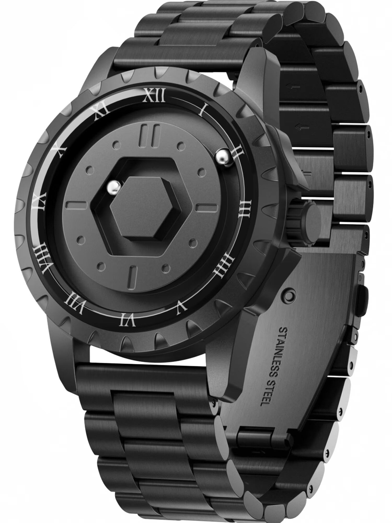 EUTOUR Orologio Magnetico da Uomo Cuscinetto a Sfera Moda Semplice Nessun Vetro Quarzo Orologi da Polso da Uomo 42mm