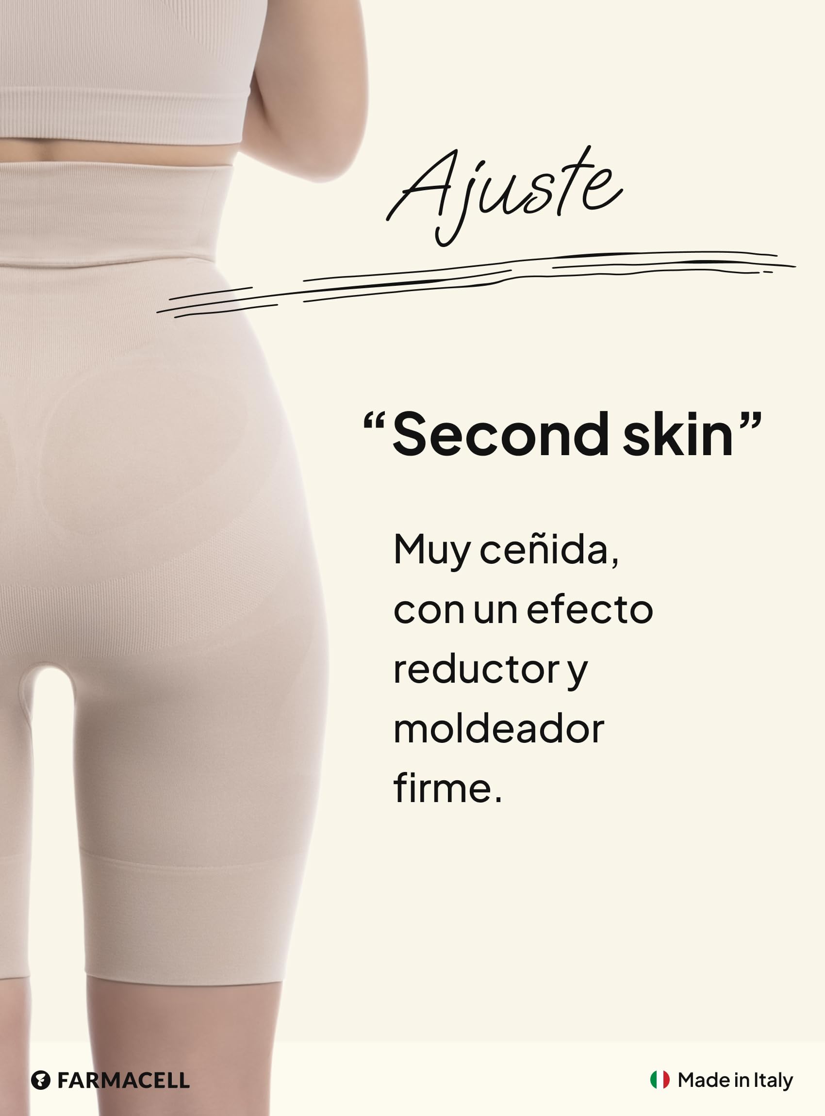 Farmacell Faja Pantalón Moldeadora y Reductora Mujer, Push Up, Vientre Plano, Made in Italy, 603