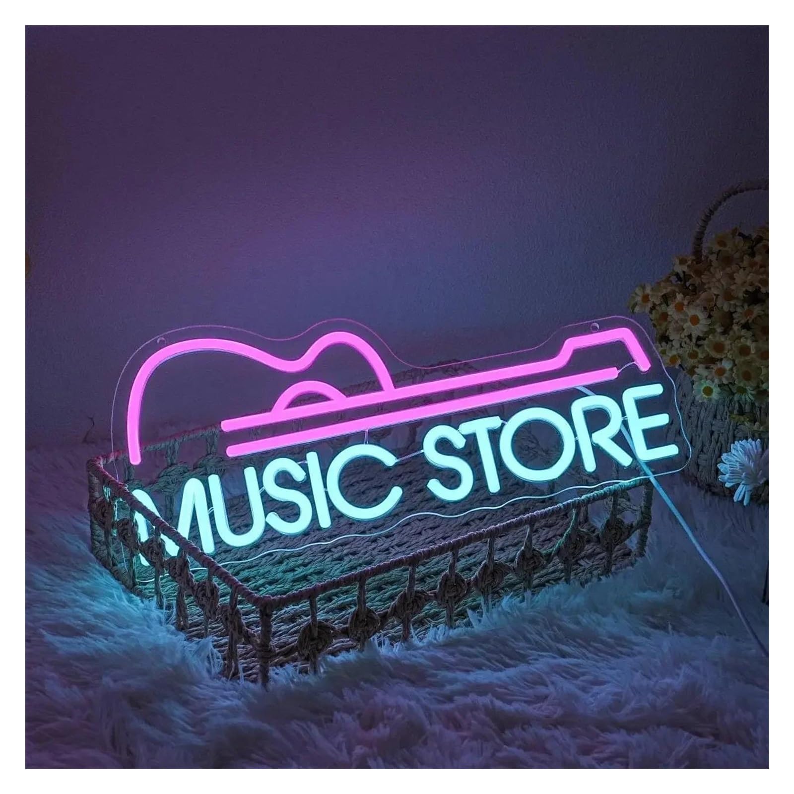 Luci al Neon Da Parete Music Store Insegna Al Neon USB Dimmerabile Per Bar Negozio Di Attrezzature Musicali Decorazioni Per Pareti In Studio Per Feste 42x18cm