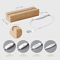 Vista 3 de Bemaystar Base de madera con luz LED, adecuado para placas, álbumes de fotos, base de luz nocturna cálida rectangular