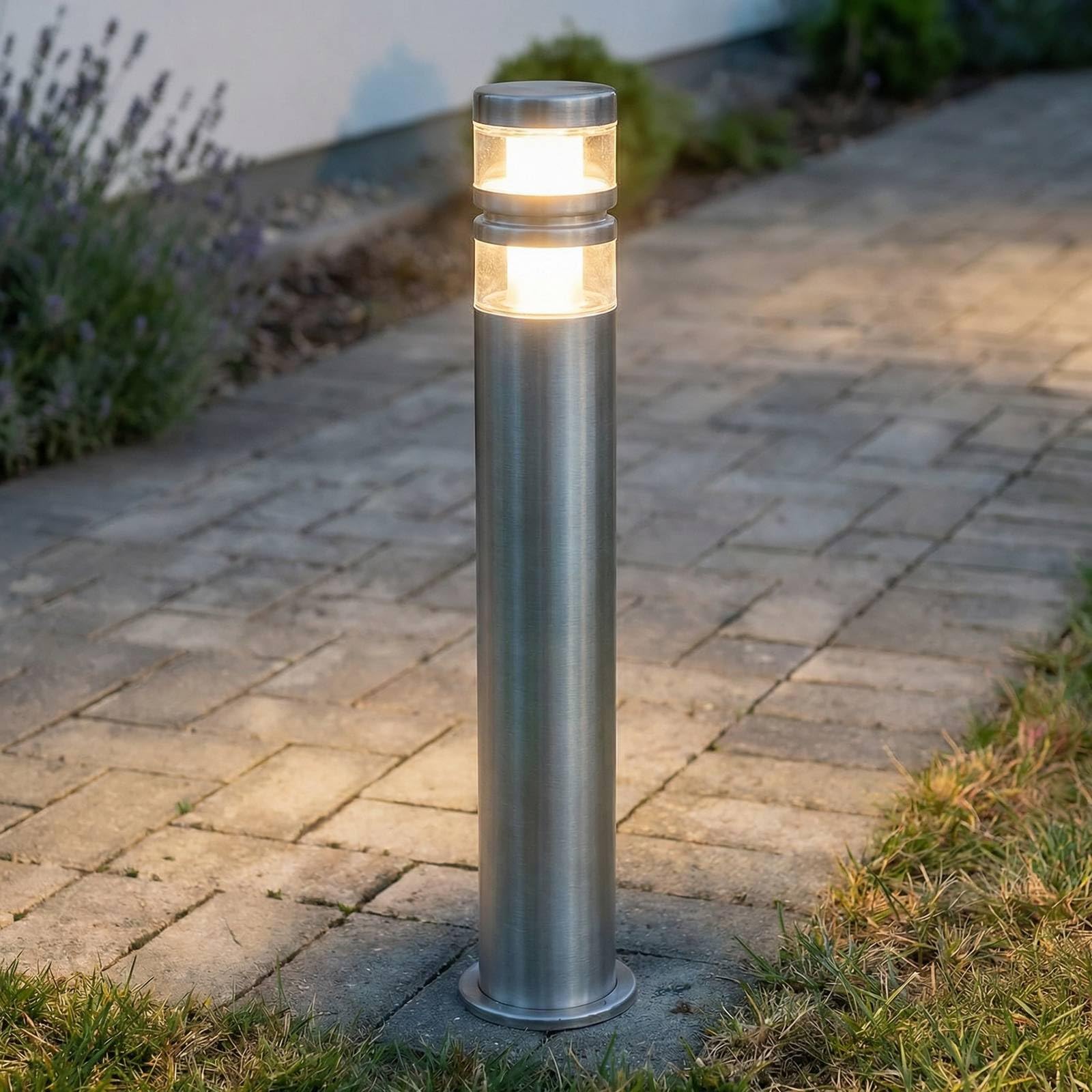 Lindby Lampada LED da esterni (Moderno) colore Grigio, in Acciaio Inox lampadina inclusa lampioncino paletto luminoso lampada viale lampione