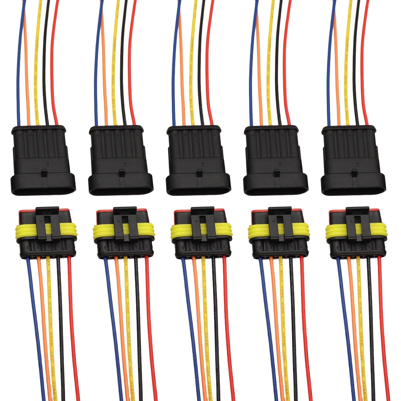 Vehicle Wiring Connectors, 5Pcs Male Female Quick Plugs with Wires for Automotive Use Automotive Connector