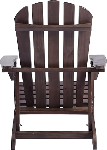 Miniatura 5 de Silla Adirondack de madera maciza para patio trasero, jardín, césped, porche, color marrón oscuro