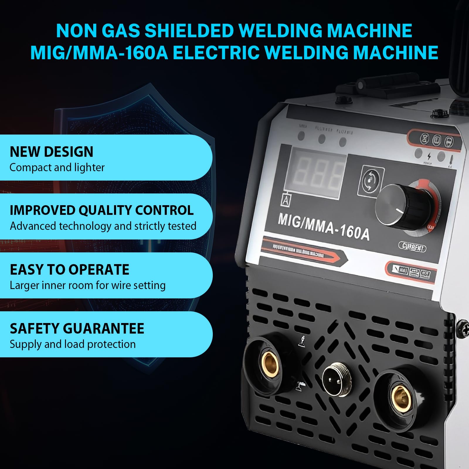 Fülldraht Schweissgerät Ohne Gas, Tragbar Elektroden Schweißgerät, 220V 3-in-1-Mehrprozessschweißgerät, Mit 1kg Gasfreie Doppelschweißmaschine MIG/MMA-160A,Mit LED Digitalanzeige,Für Profis & Home DIY