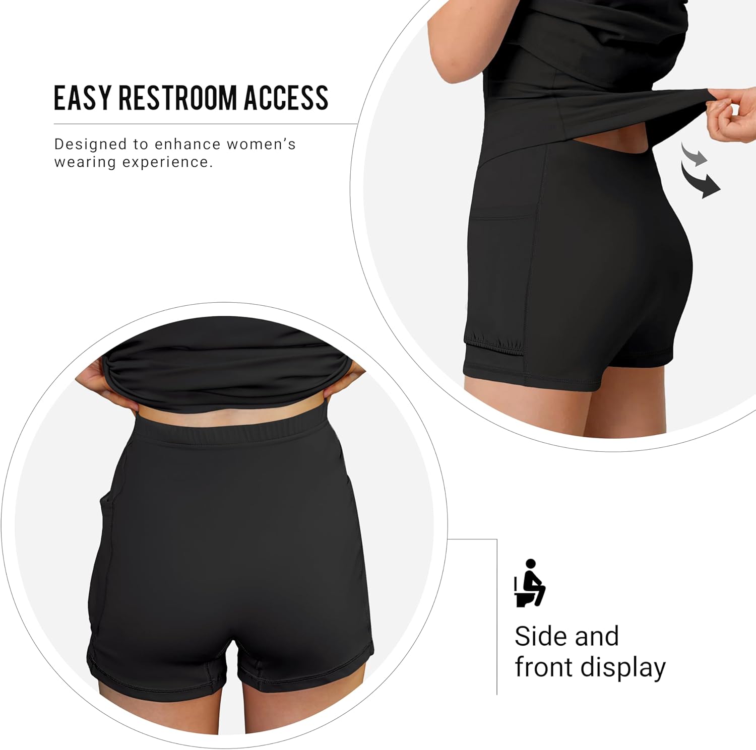 Cut Out Easy Pee Twisted Activewear Tennis Dress for Women - with Built in Shorts and Pockets - Image 6