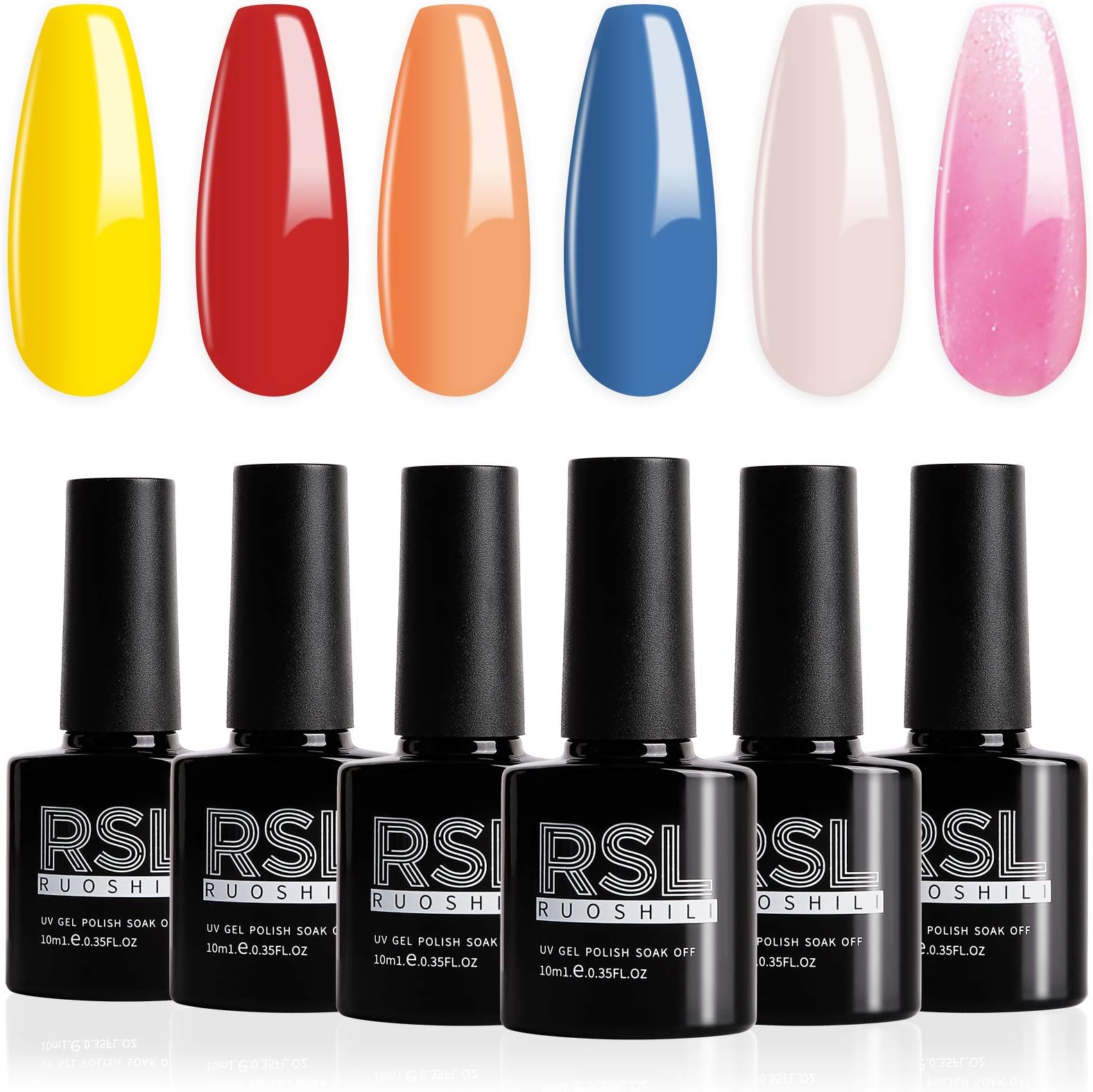 Huachi Gel Nail Polish Kit Soak Off UV Gel Nail Polish Kit Pink Orange Yellow Blue Red Glitter Gel Polish Starter Kit Halloween Christmas Gift Set for Women Manicure Colors Collection 2021