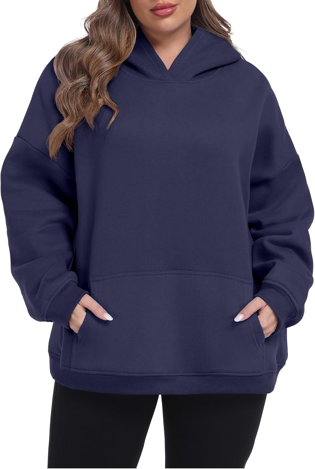 OLRIK Plus Size Hoodies for Women Fleece-Lined Thick Sweatshirts with Kangaroo Pocket Cozy Hooded Pullover Fall Winter