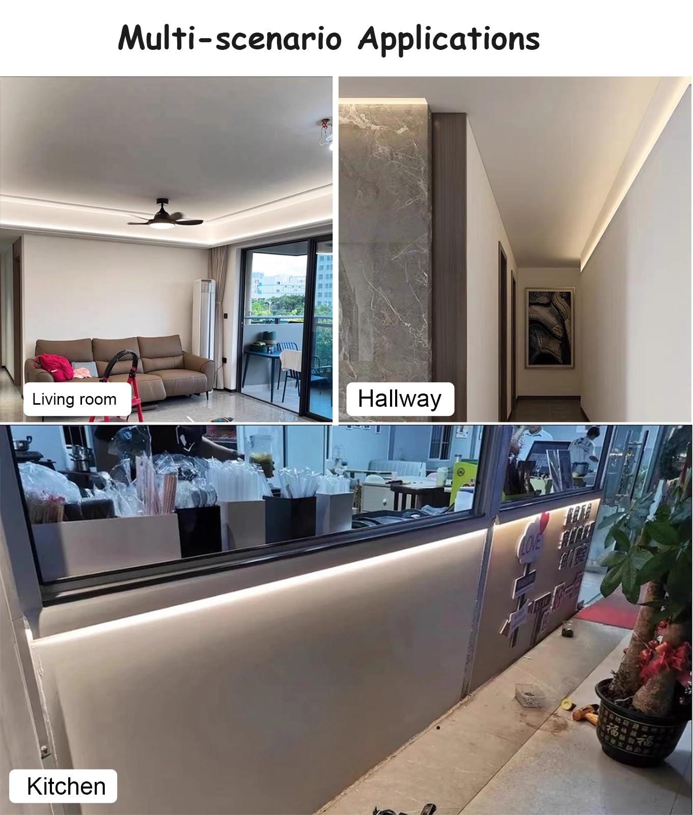 Profili per Strisce LED 1-30 Canali di Illuminazione a LED per Modanatura a Corona, Binario per Illuminazione Indiretta a Soffitto e Parete, Diffusore Flessibile per Striscia LED(3.5m/11.5ft)