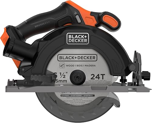 BLACK+DECKER 20V MAX POWERCONNECT Brushless Cordless Circular Saw for Wood, 6 1/2 In. (165mm), Includes 24T Circular Saw Blade, 4300 RPM, 50 Degree Bevel, Tool Only (BLCS78B)