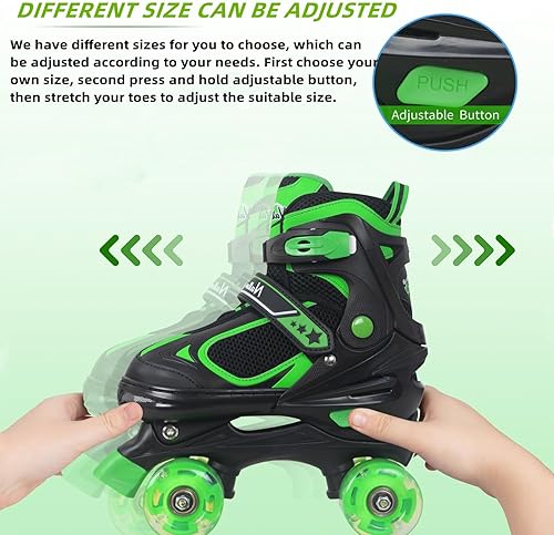 Miniatura 3 de Nattork - Patines de ruedas para niños y niñas, 4 tamaños ajustables con ruedas iluminadas, divertidos patines para niños pequeños principiantes,
