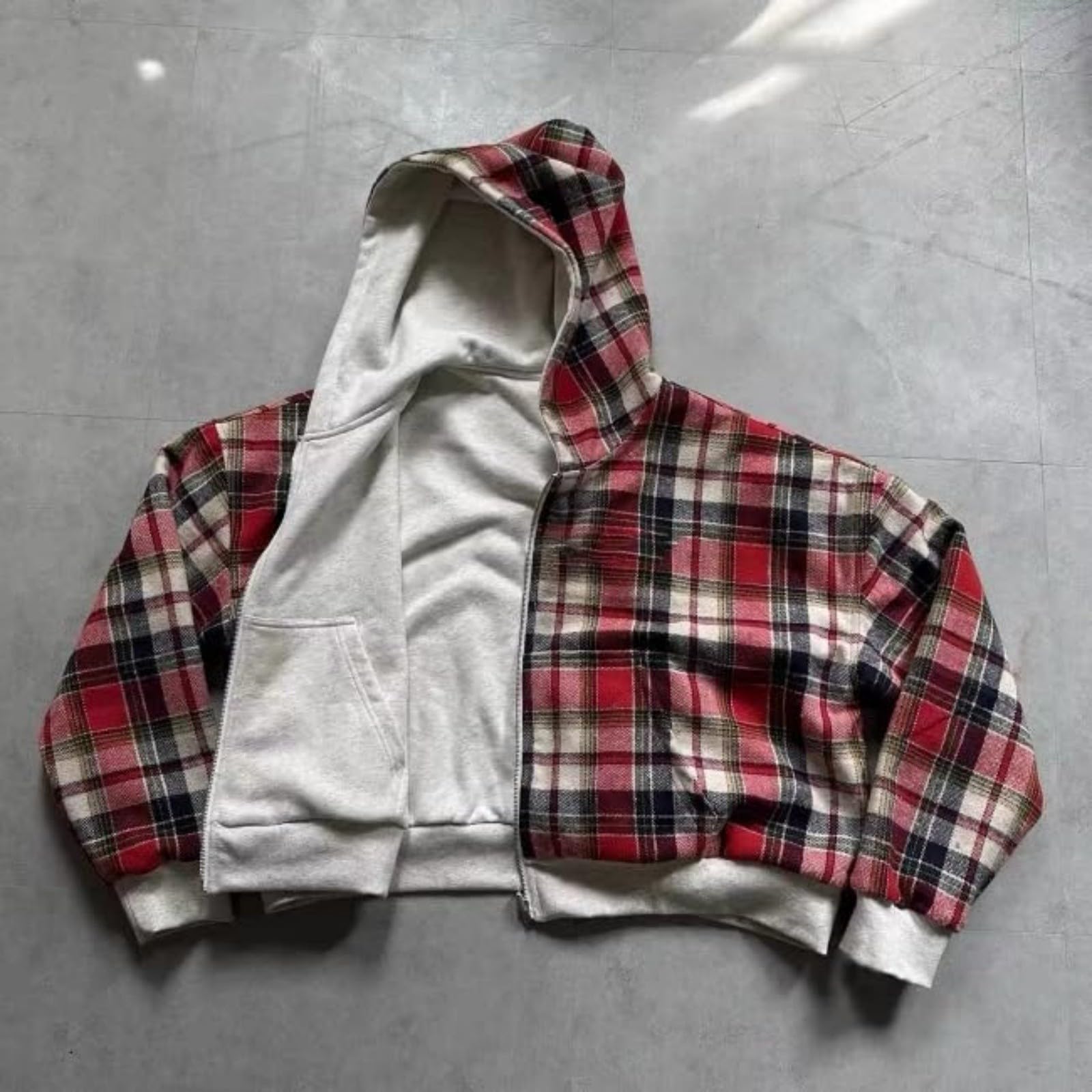 QXQLSH Sweat à capuche réversible avec fermeture éclair intégrale pour