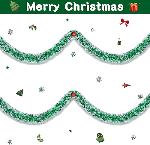 Miniatura 3 de Waydress Guirnalda de oropel de Navidad, guirnalda metálica brillante para árbol de Navidad, decoración de oropel colgante de Navidad, corona de