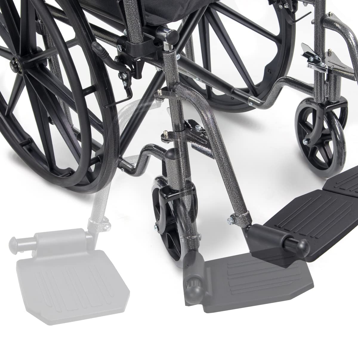 Mobiclinic, Silla de ruedas plegable, S220, Extracción rápida pulsando un botón, Premium, Asiento 46cm, Reposapiés y reposabrazos abatibles, Palanca freno, Resistente, Color negro