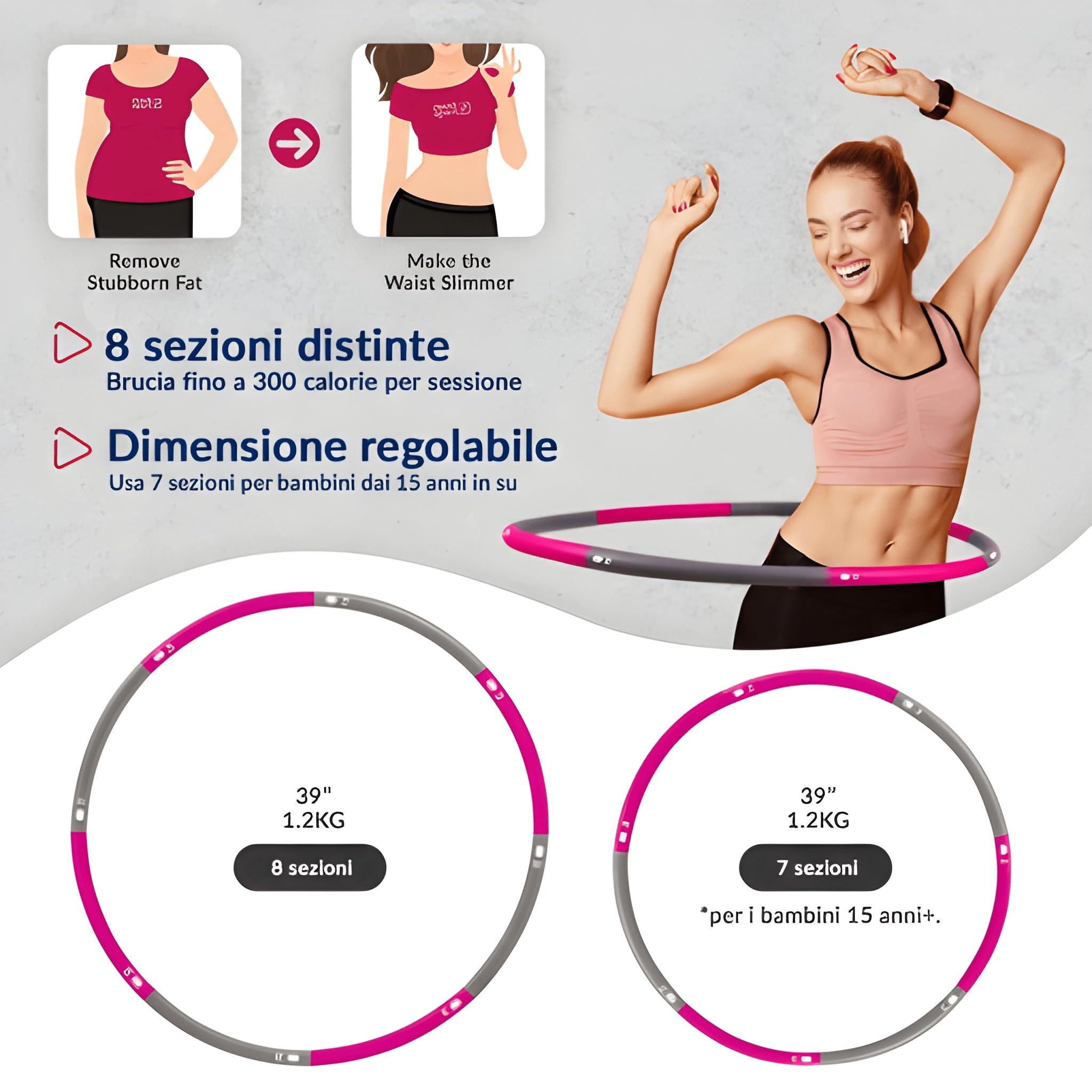 ResultSport - Hula Hoop Fitness Dimagrire, 100cm, Hula Hoop per Adulti e Bambini