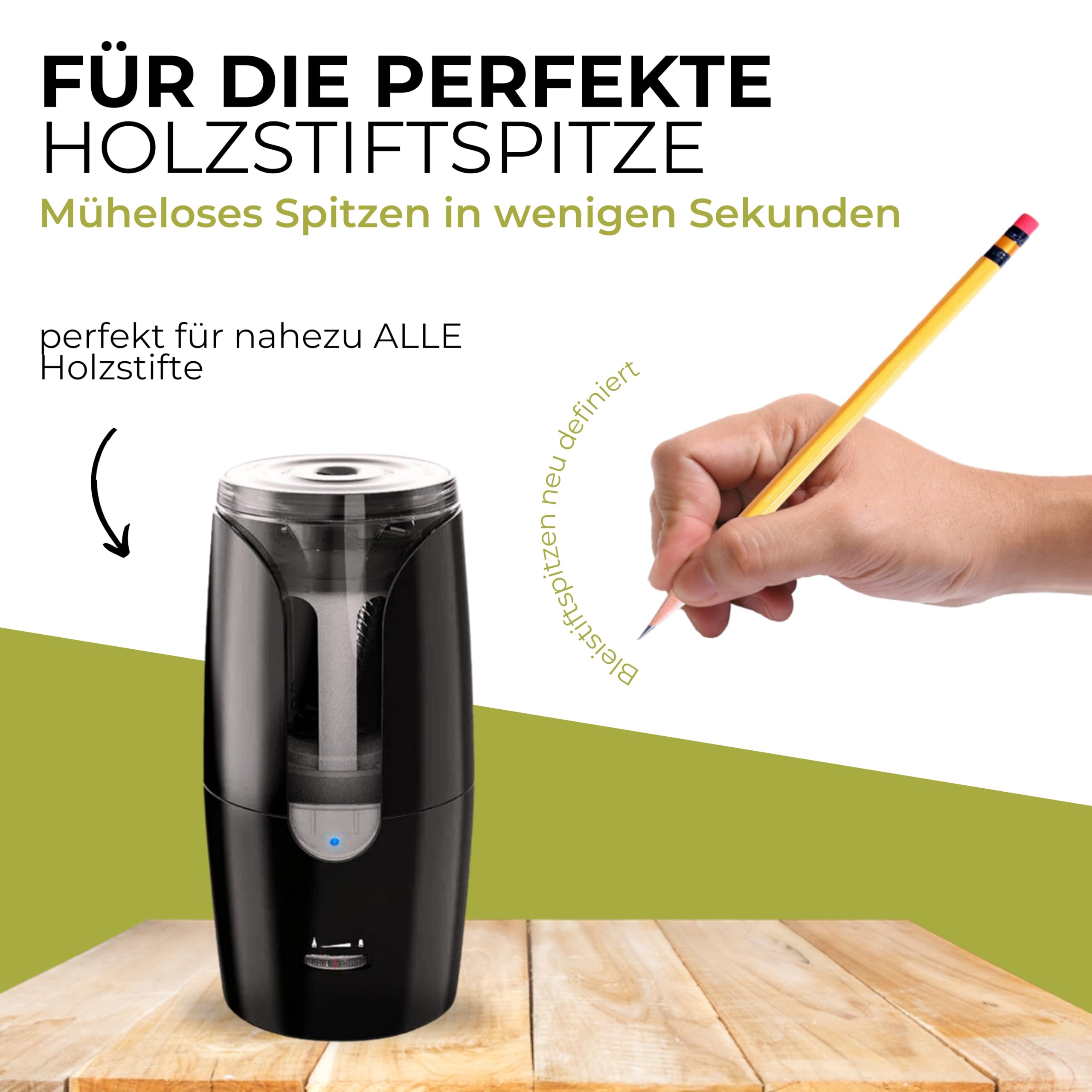 Elektrischer Bleistiftspitzer Akku USB Anspitzer automatisch Schule, Büro