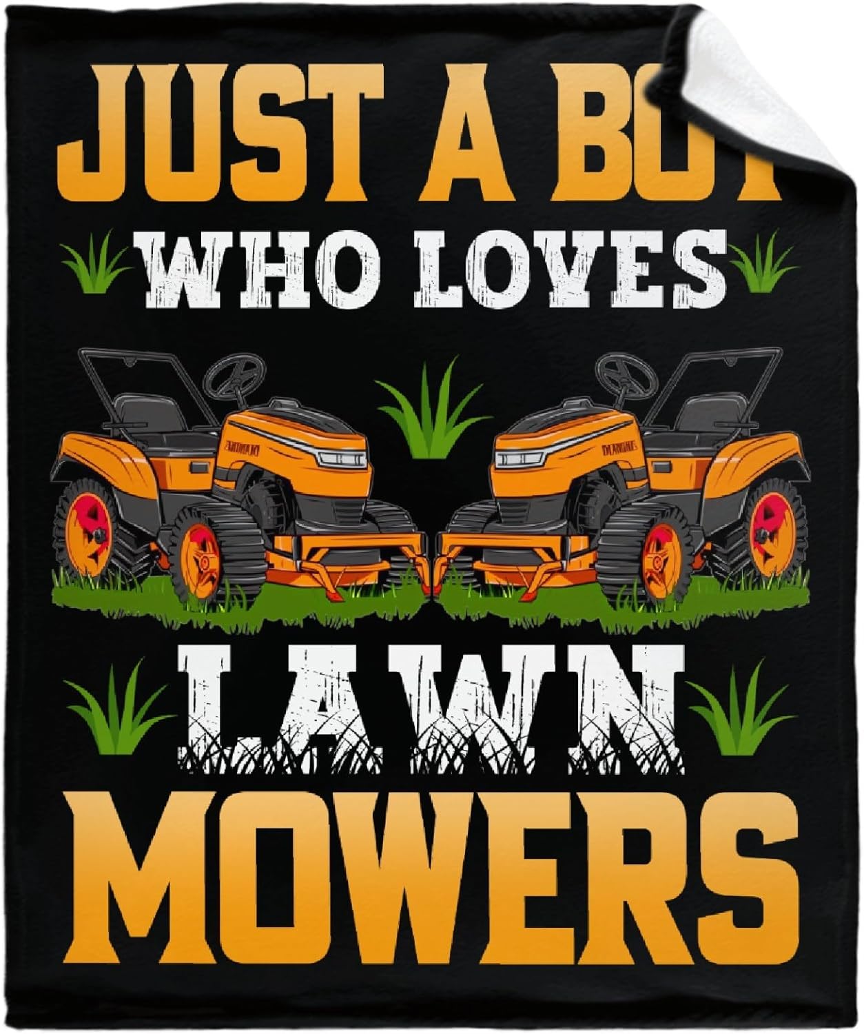 Lawn Mower Blanket for Boys Just A Boy Who Loves Lawn Mower Gifts for Men Soft Comfortable Throw Blanket for Bedding Sofa 50x60inches
