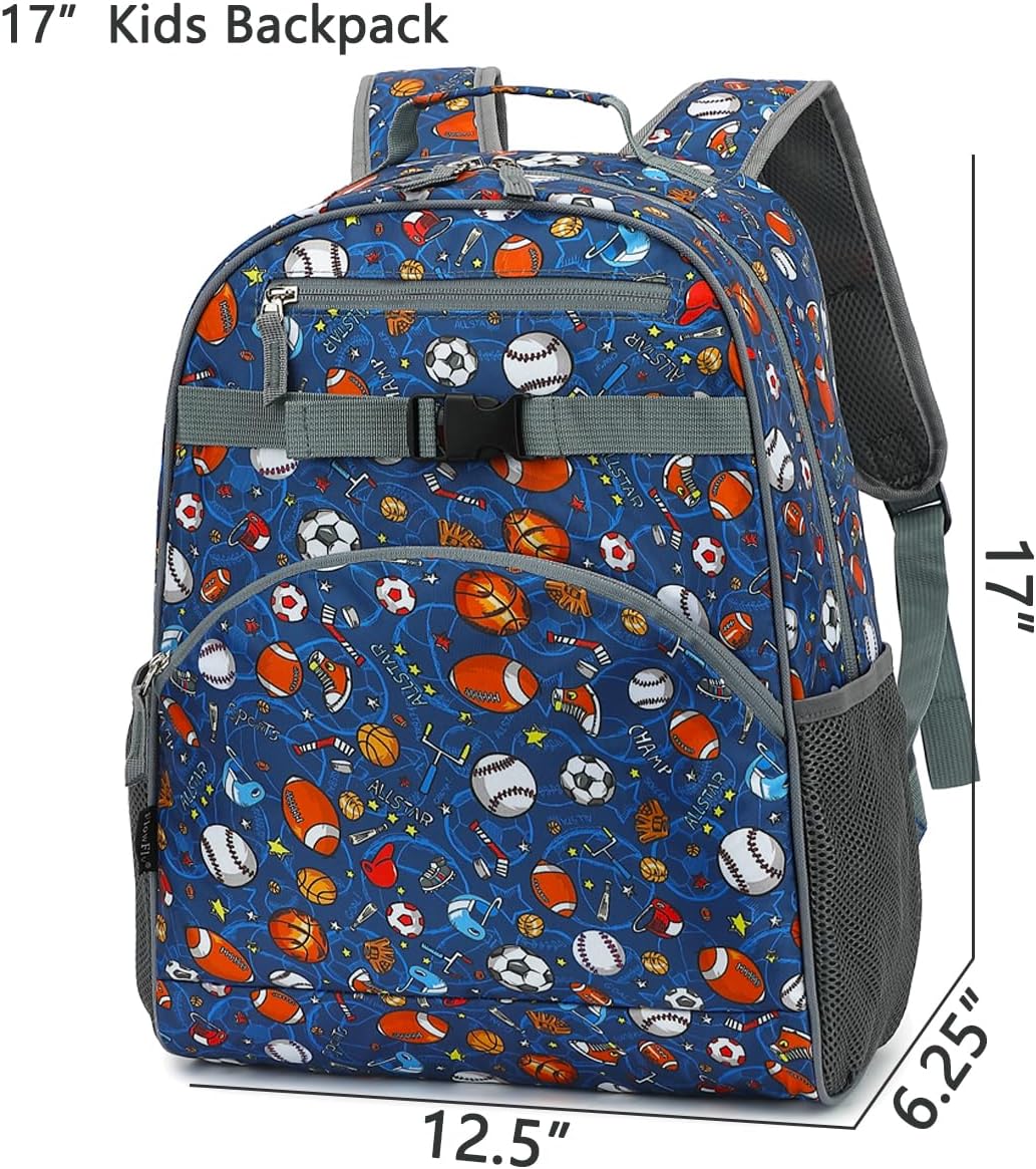 FlowFly Kids Backpack for Toddler Boys Girls, Simple Lightweight Bookbag for Daycare Kindergarten Elementary School Travel, Small Modern Bag (Large), Football - Image 4