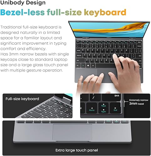 Miniatura 7 de CHUWI MiniBook X - Laptop con pantalla táctil 2 en 1, SSD de 512 GB, 12 GB de RAM, Intel N100 (hasta 3.4 GHz), portátil convertible Windows 11 de