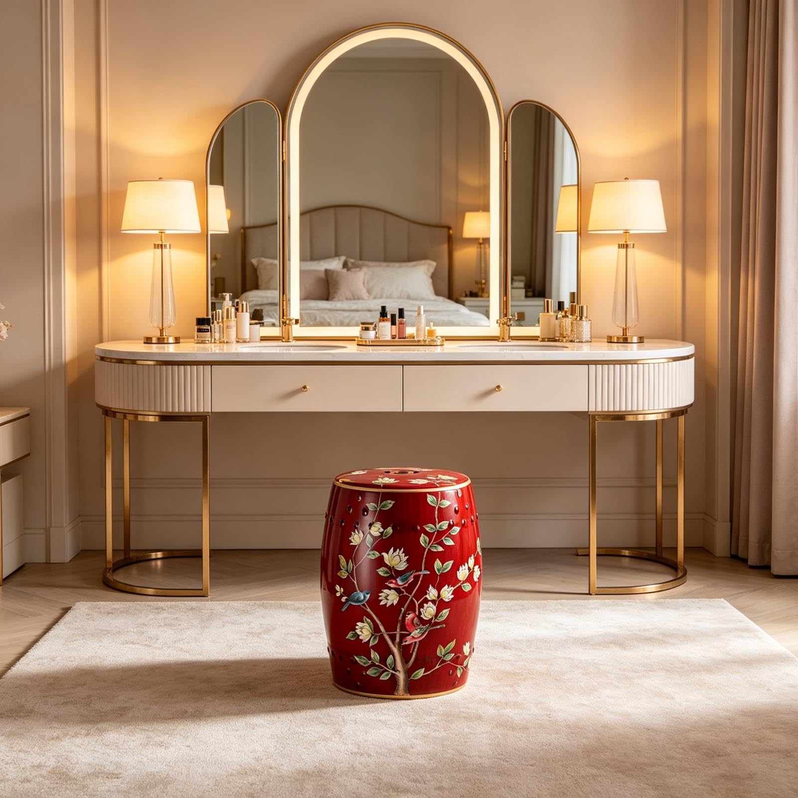 Chinoiserie Ceramiczny Stołek Do Perkusji, Dekoracyjny Stołek Ogrodowy, 18-calowy Stolik Boczny Stojak Na Sadzarkę Do Ogrodu Patio Trawnik Dom Wewnątrz Na Zewnątrz(Yellow)