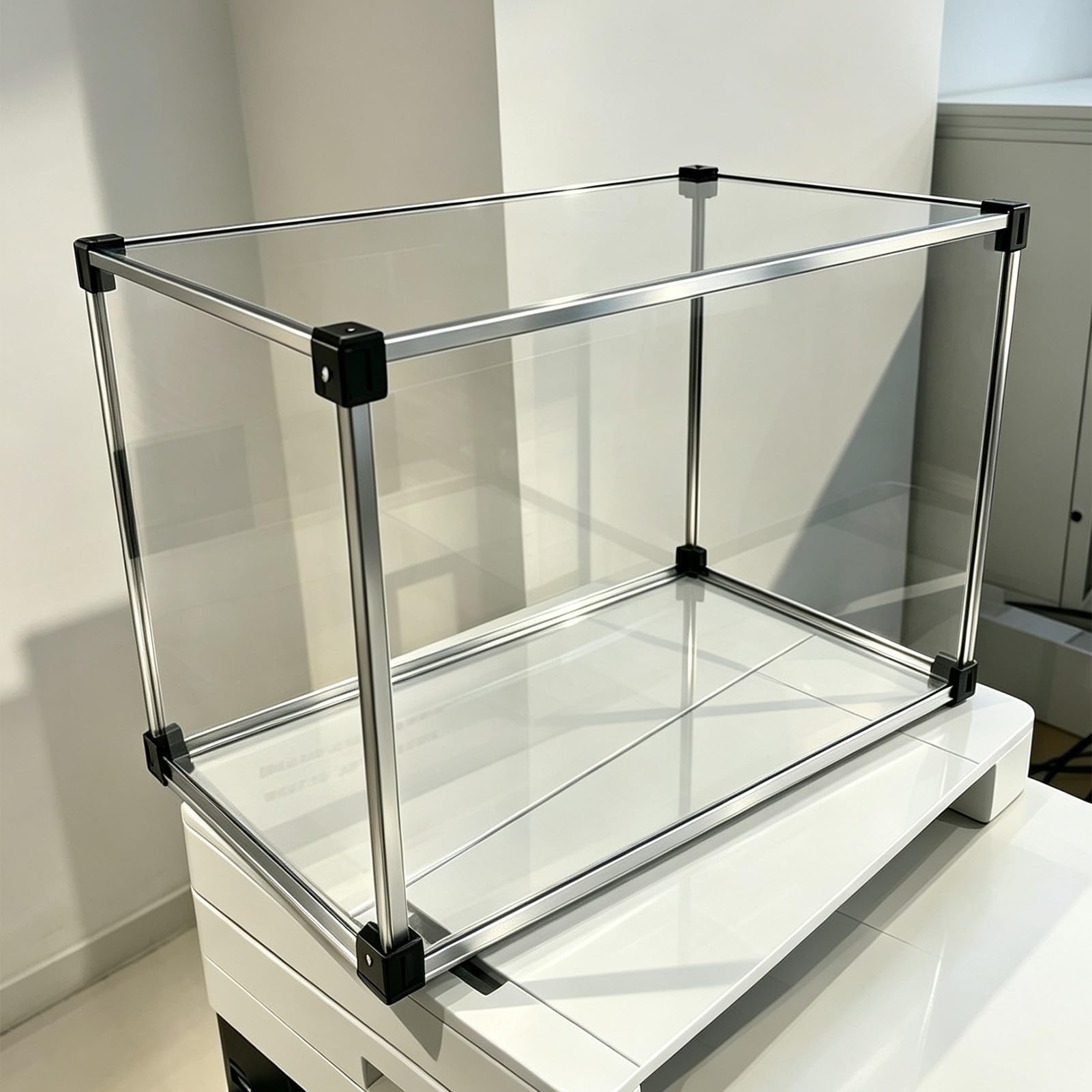 Teca Plexiglass Vetrina con Cornice Argentata, Scatola Sportello Magnetico