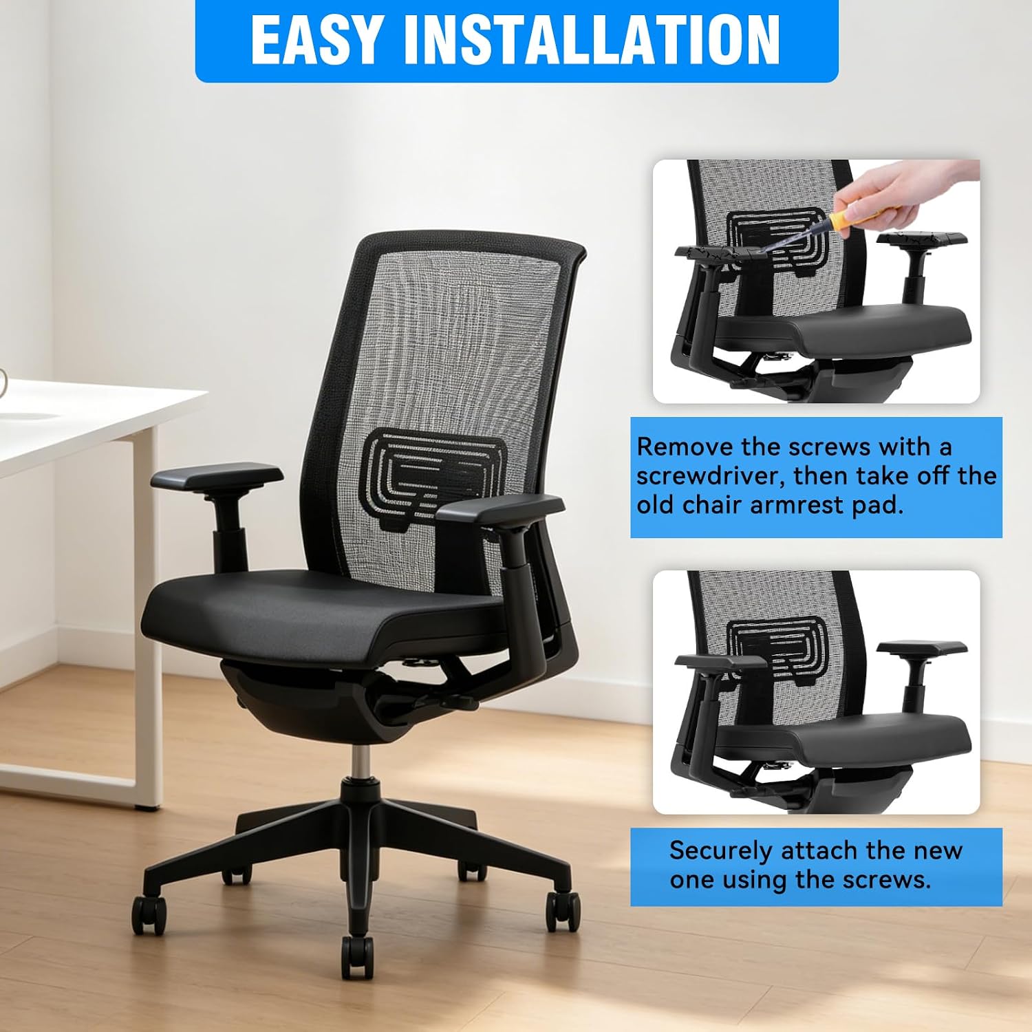 Armrest Pads Replacement for Haworth Comforto 59/29/62 Office Chair,Black (one Pair)