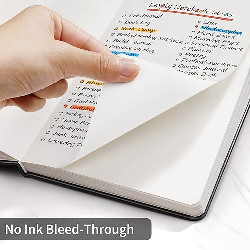 Miniatura 3 de Annecy Cuaderno de diario en blanco, mediano de 5.5 x 8.25, 160 páginas de papel de escritura de 100 GSM, cubierta de piel sintética negra A5 con