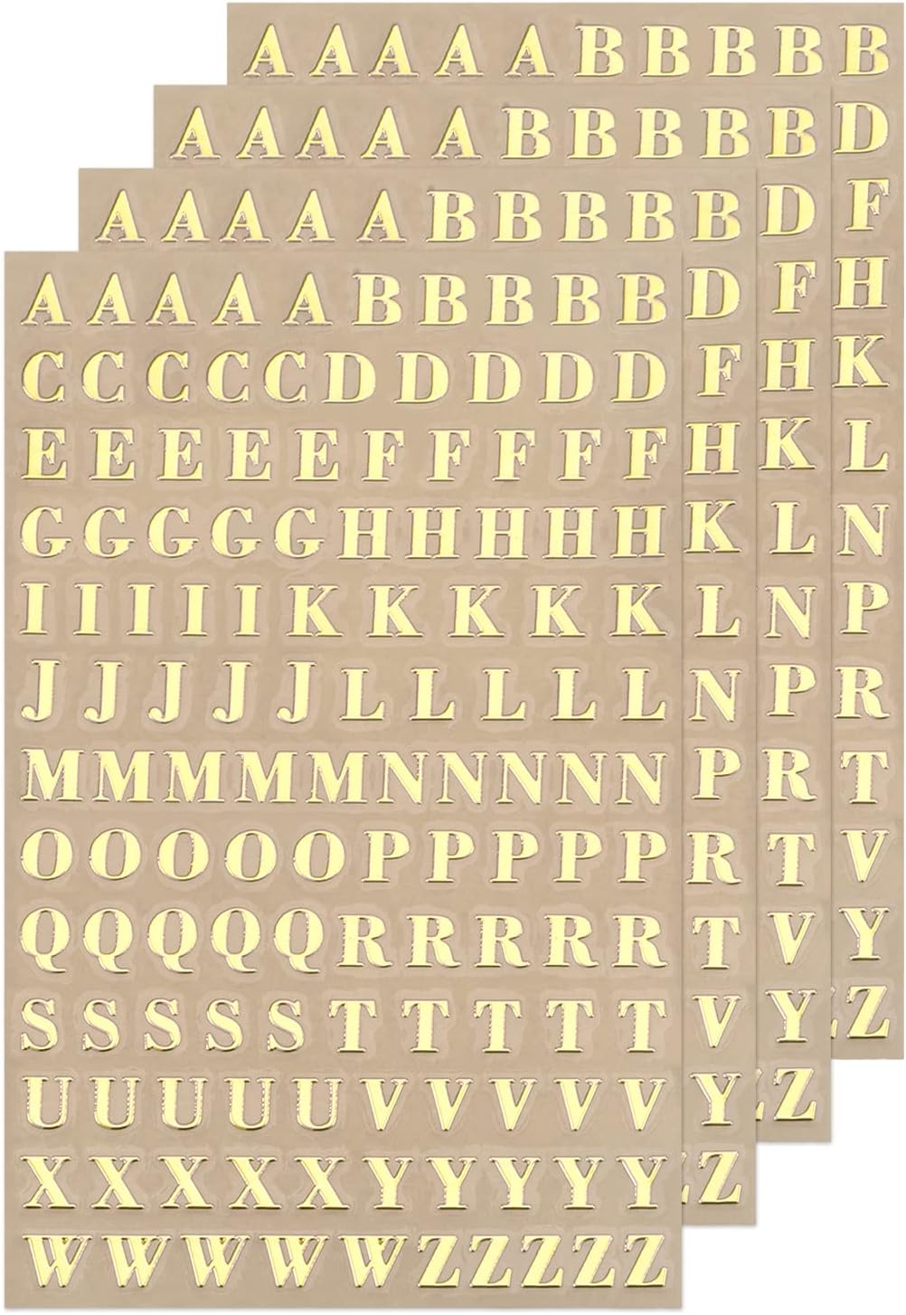 MECCANIXITY 4 Sheets Letter Resin Stickers 3D Small A to Z Gold Mini Alphabet Sticker Metallic Glitter Alloy Uppercase for Resin Nail Scrapbooking 4.5mm