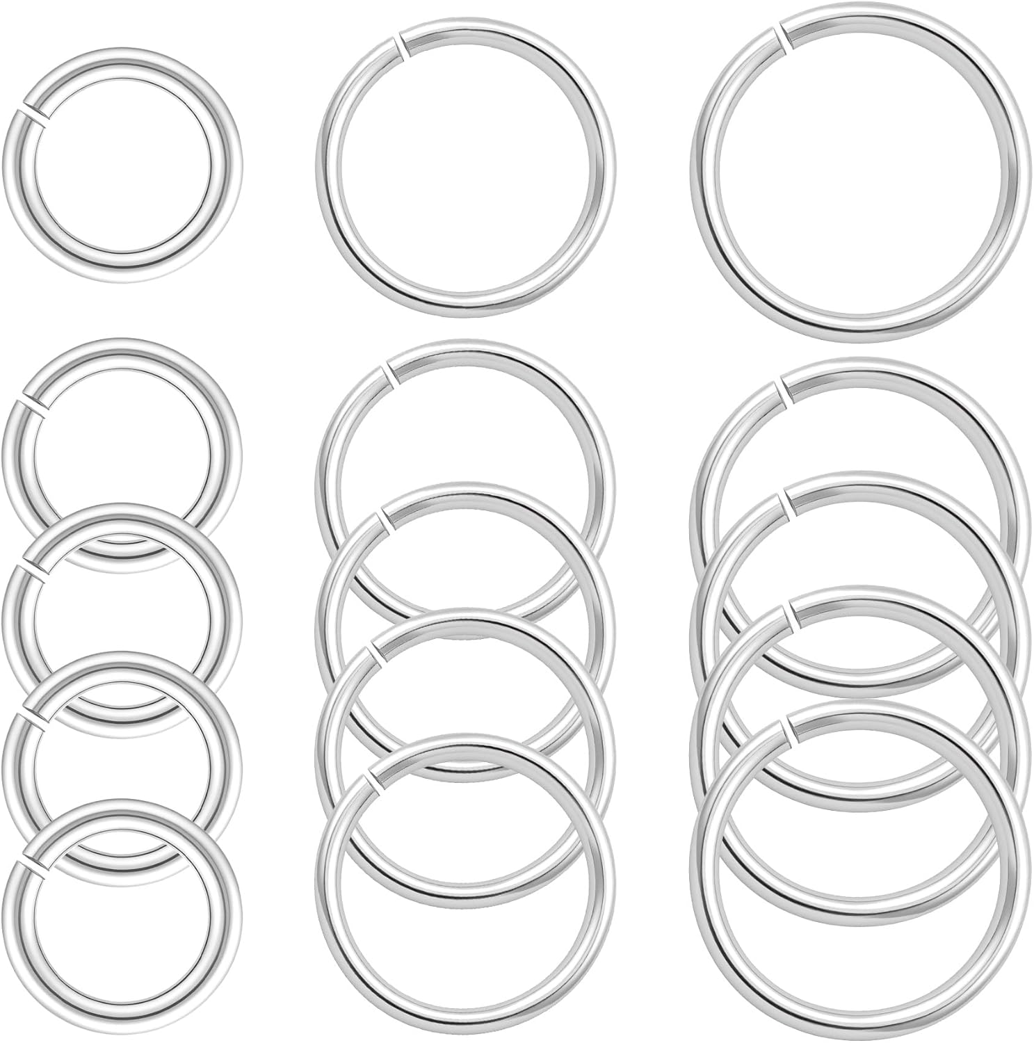 12pcs 925 Sterling Silver Split Jump Rings, 6mm/5mm/4mm Small Necklace Jewelry Clasp, Open Connector Closures for Key Rings Bracelet Earring DIY Charm