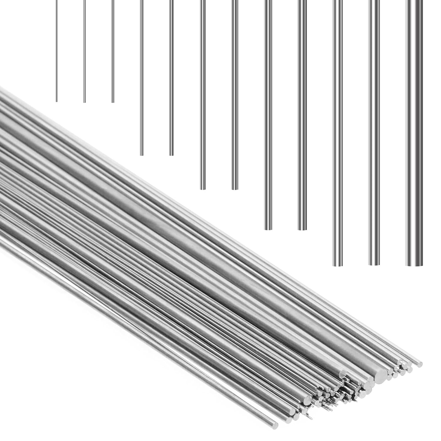 164Pcs Stainless Steel Round Rod Set, 0.3/0.4/0.5/0.6/0.8/1/1.2/1.4/1.6/1.8/2/3mm x 400mm Metal Solid Round Rod, Solid Shaft Rods Steel Rods for DIY Crafts