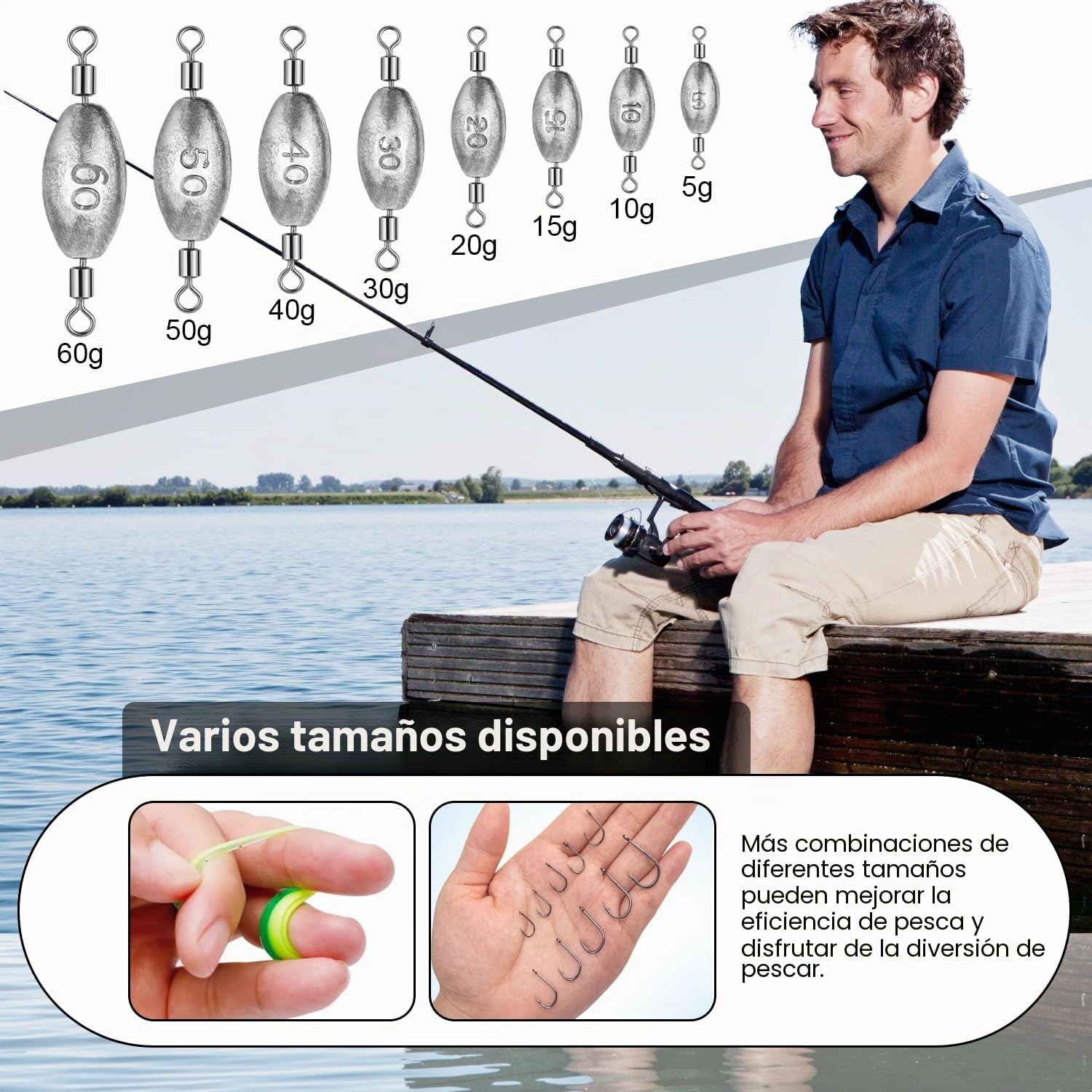 134 Piezas Kit de Plomos Pesca Plomos de Pesca Surfcasting con Giratorio Plomo Pescas Kit De Plomo de Pescas 5/10/15/20/30/40/50/60g