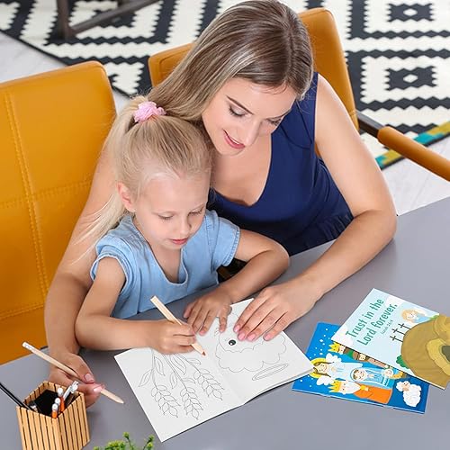 Vista 11 de Zainpe 24 piezas de historias bíblicas cristianas para colorear para niños, estudio bíblico de Pascua, libro de dibujo de arte de bricolaje