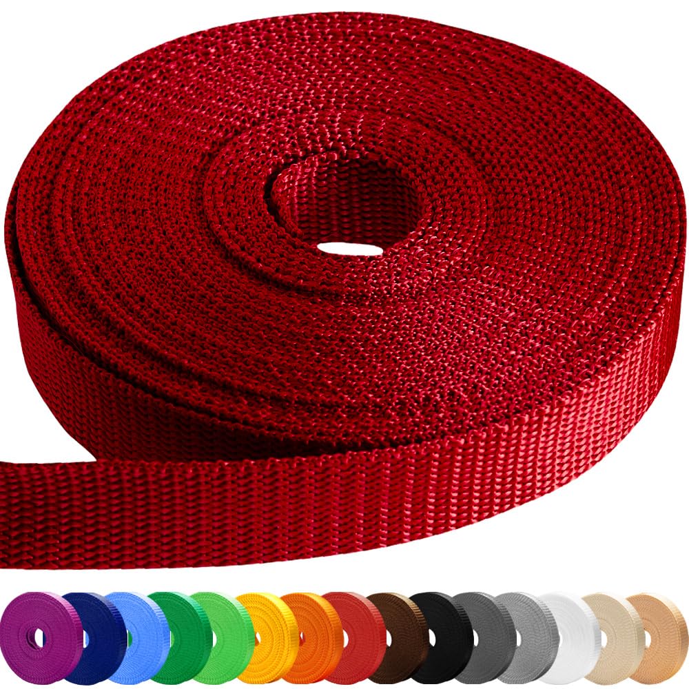 TECEUM 38 mm Webbing โ Red โ 23 m โ Strong Webbing for Outdoors Indoors Crafting DIY (1.5โ 25y)