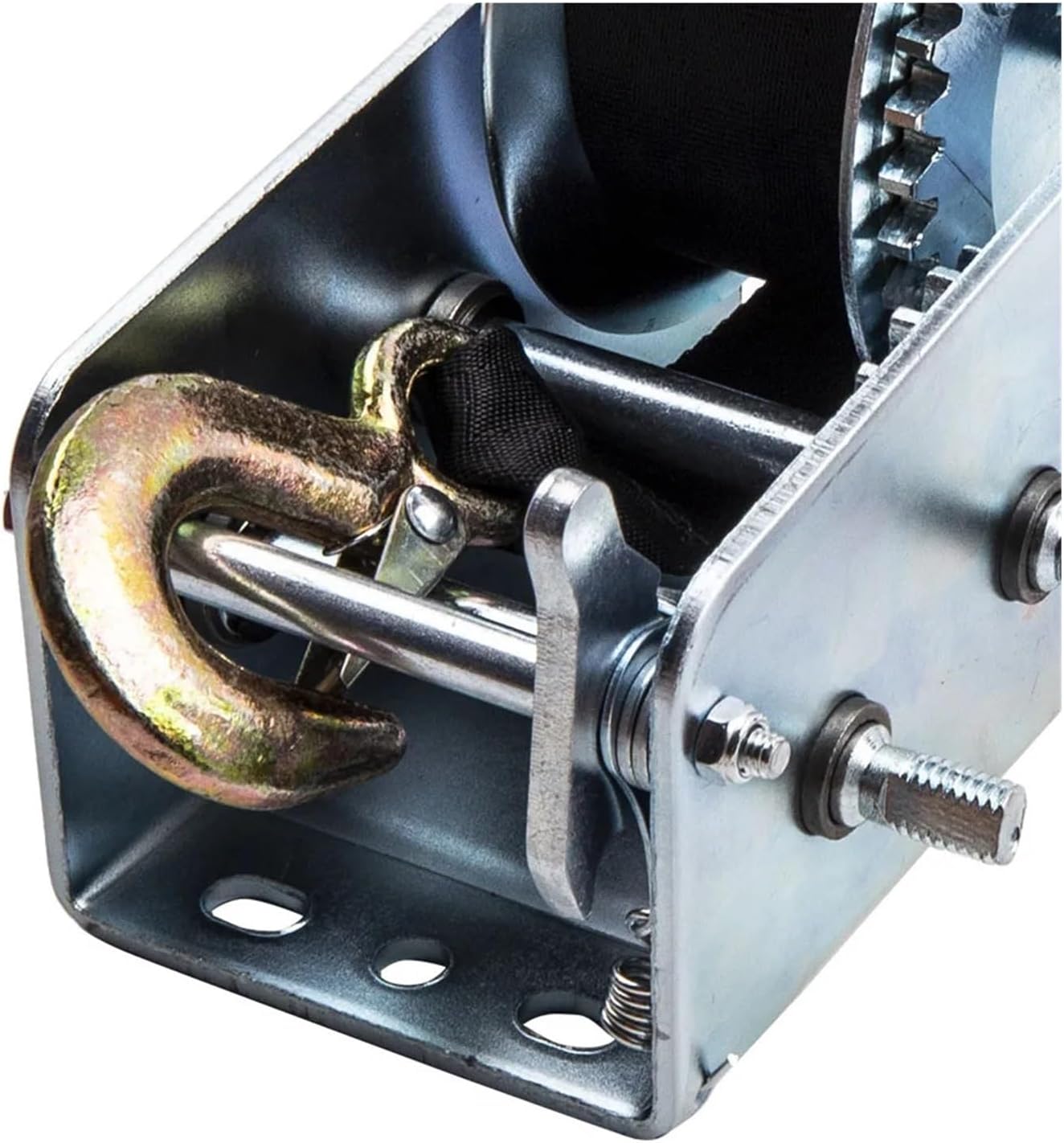 Nylon Strap Dual Gear 2000lbs Hand Winch Hand Crank Heavy Duty ATV Trailer Boat