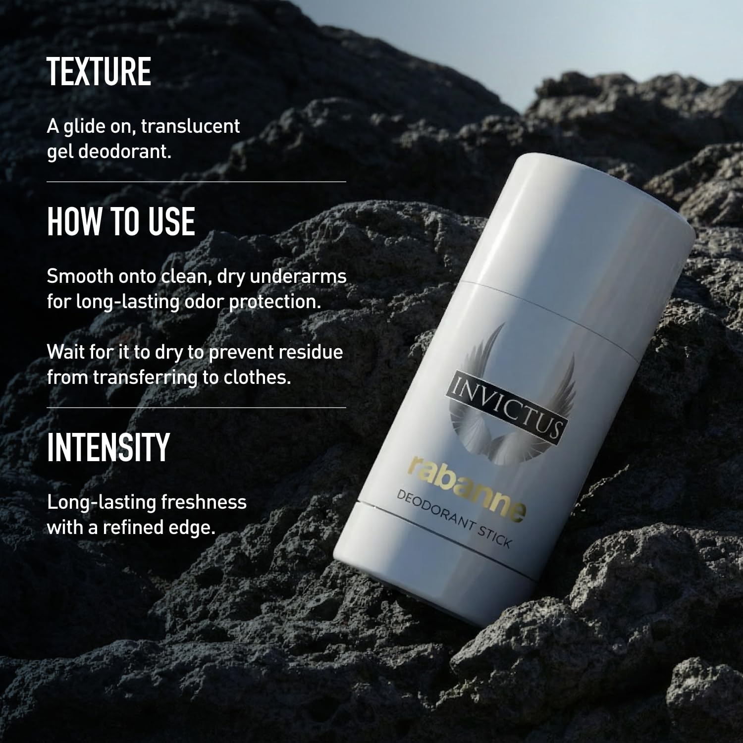 Rabanne Invictus Deodorant Stick for Men - Woody Aquatic Scent with Long Lasting Protection - Vibrant Sensual Body Spray Deodorant from Paris - Champion's All-Day Freshness, 2.5 oz - Image 4