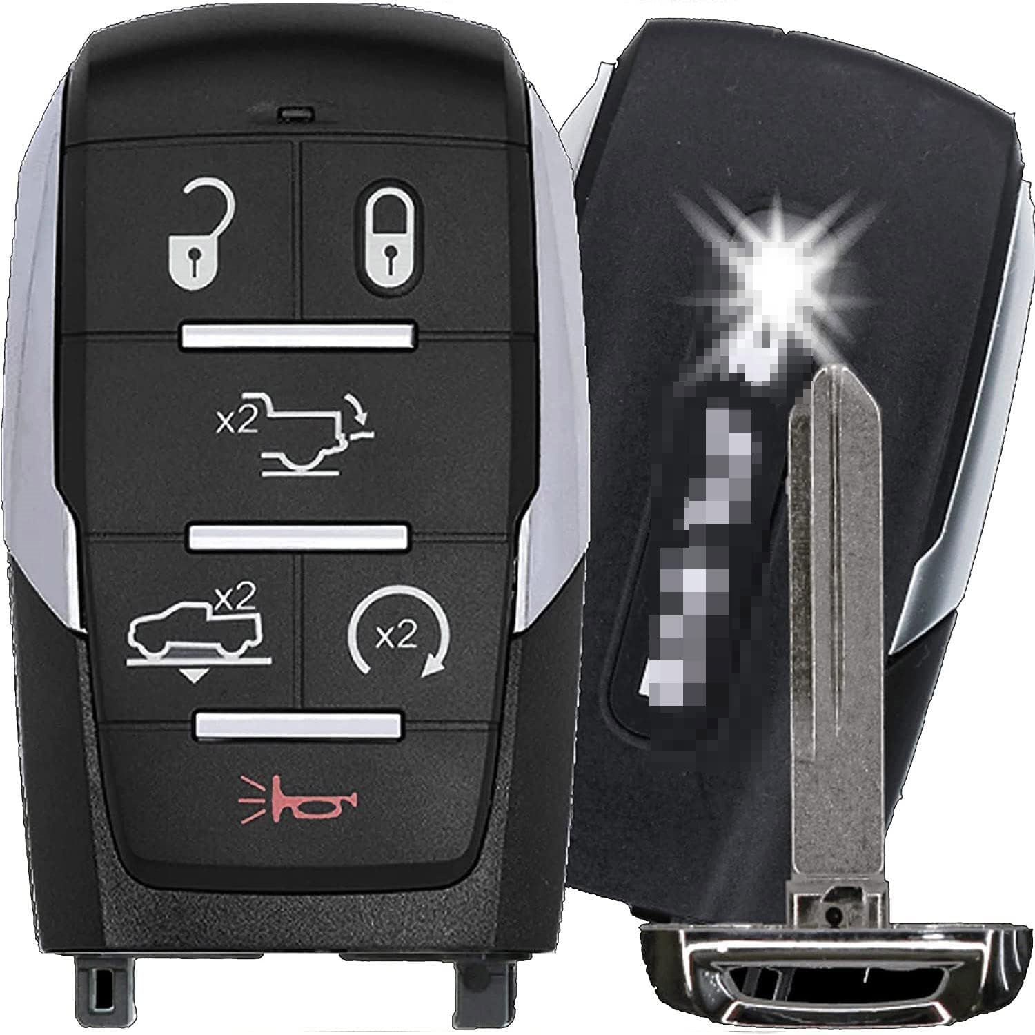 for (6 Button) Complete with Electronics and Chip for Dodge Ram 1500 2019-2022 Big Horn, HFE, Laramie, Limited, Limited Longhorn, Lone Star, Rebel, TRX, Tradesman FCC ID: OHT-4882056, OHT4882056 - 6B