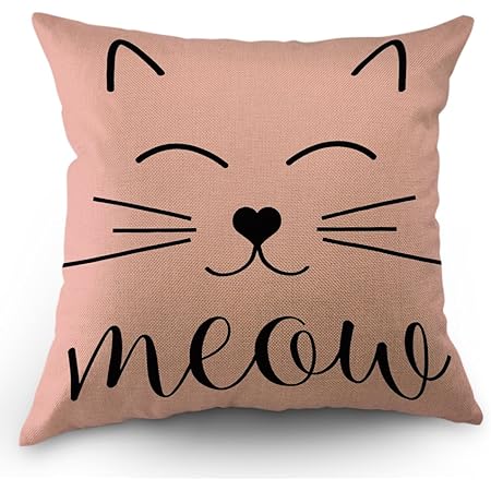 Moslion Cat Face Pillows Decorative 