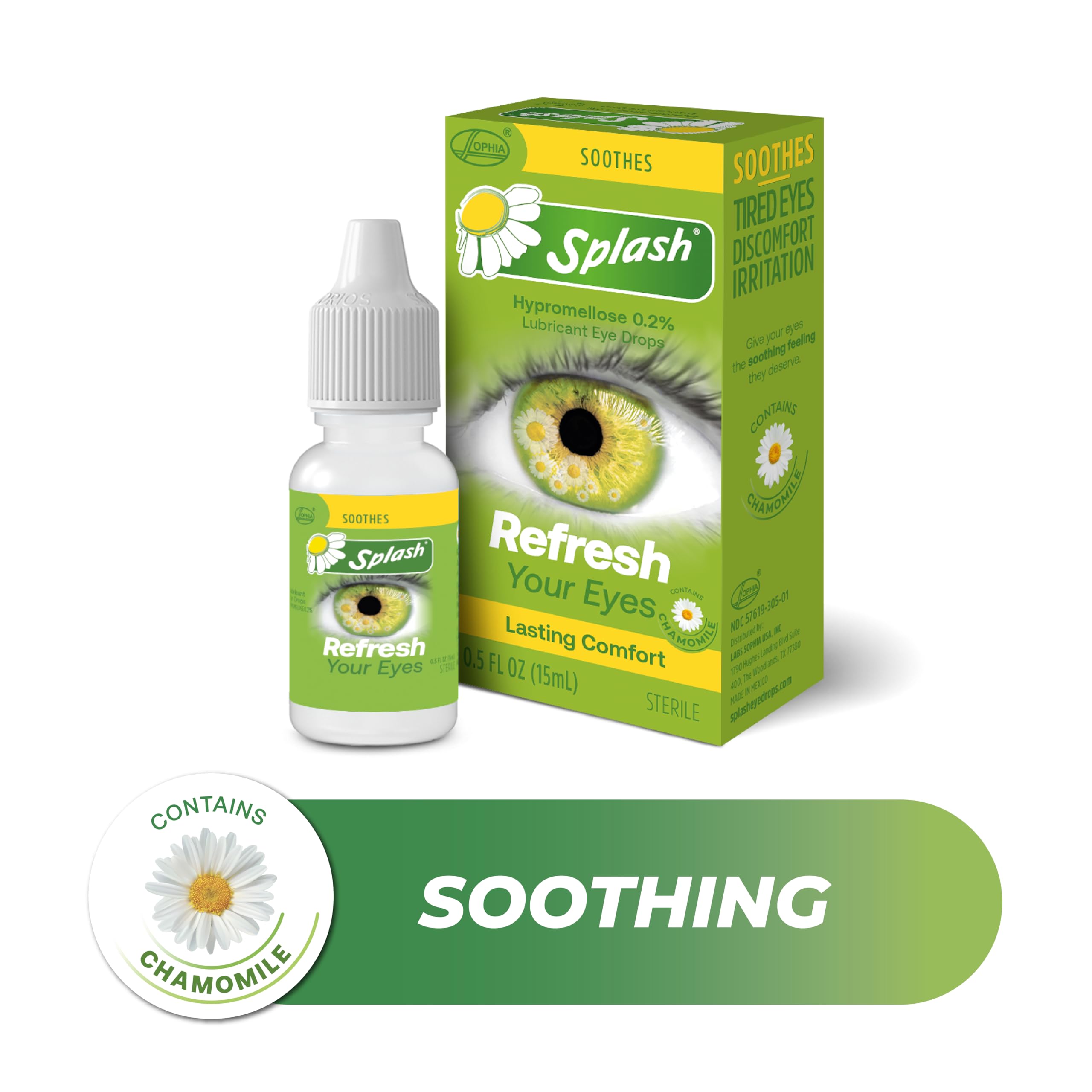 Splash Refresh Soothing Eyes Drops for Tired Eyes, Contains Chamomile, Daily Use 0.5 Fl Oz Bottle (Pack of 1) — Amazon image 4