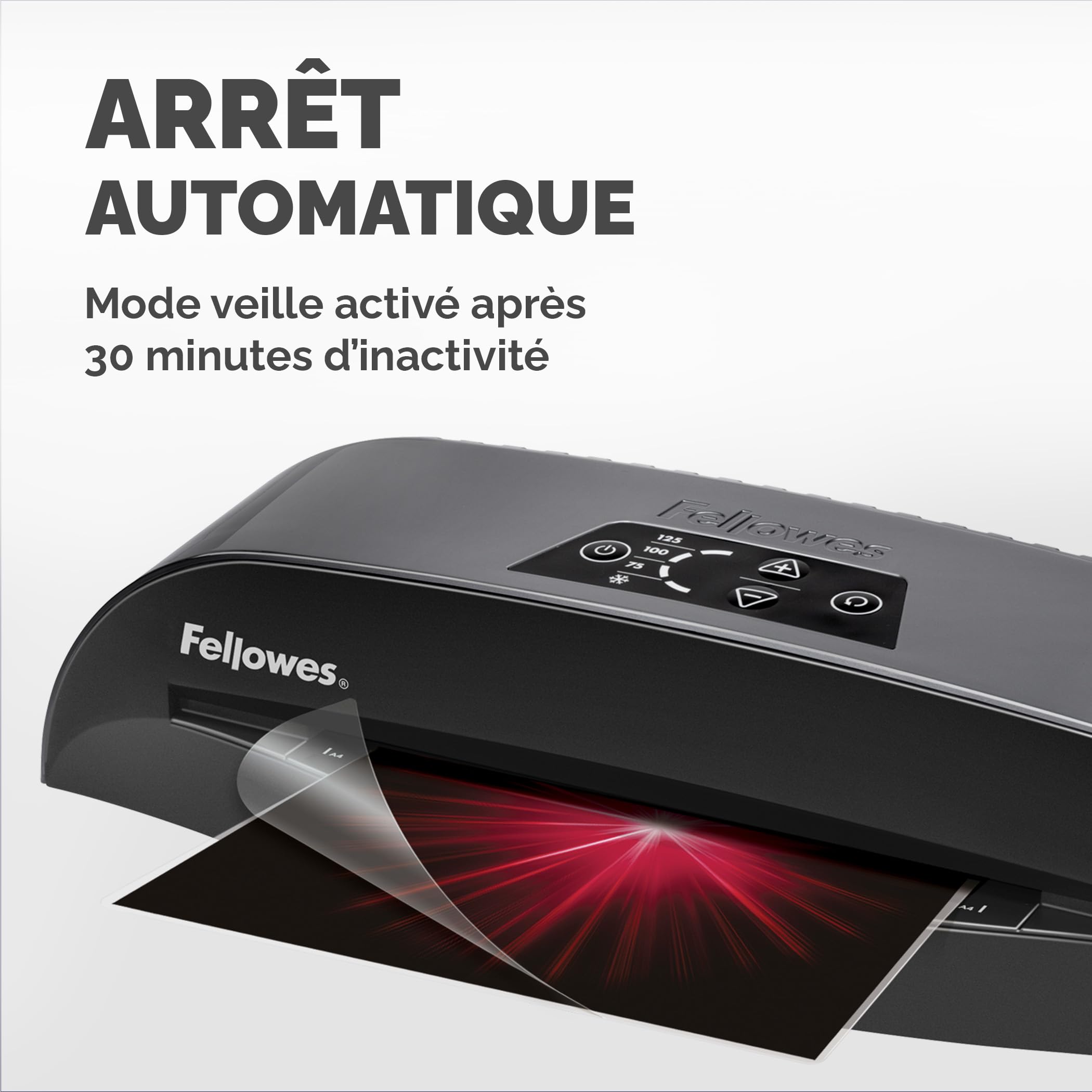 Fellowes Plastifieuse Calibre A4 Avec Pack 10 Pochettes De Plastification Temps De Chauffe Express Mise En Veille Automatique Sans Bourrages