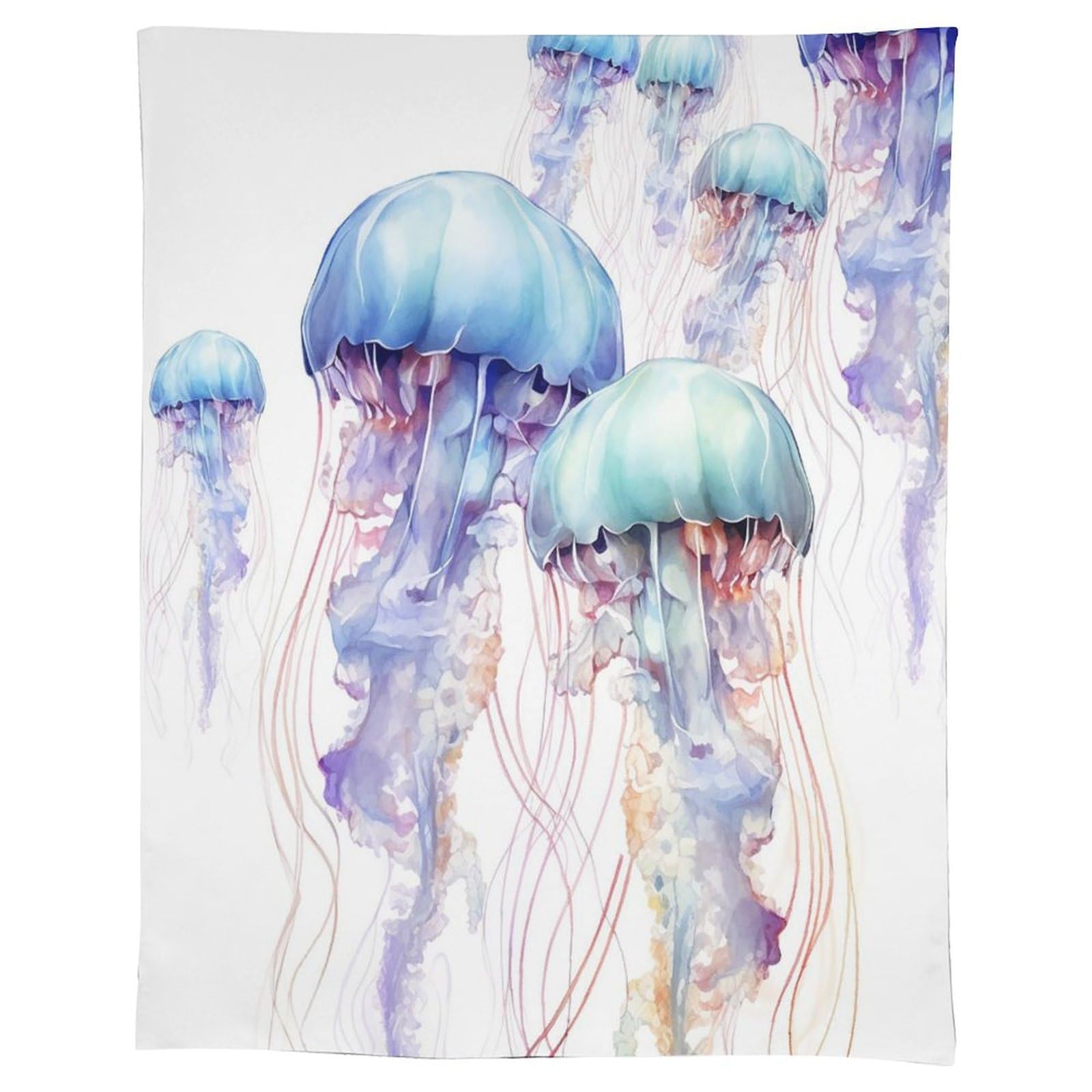 Nappe en lin rectangulaire méduses 3D lavable pour salle à manger